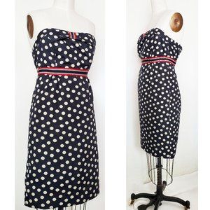 Anthropologie Maeve Womens Black Polka Dot Dress Strapless Retro 4
